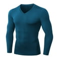 thumbnail image 1 of Men's Athletic Compression Shirt - V Neck Long Sleeve Workout Running Base Layer Tops Cool Dry T-Shirt Gym Undershirts, 1 of 3