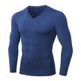 thumbnail image 1 of Men's Athletic Compression Shirt - V Neck Long Sleeve Workout Running Base Layer Tops Cool Dry T-Shirt Gym Undershirts, 1 of 3