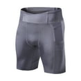 thumbnail image 1 of Men's Athletic Compression Shorts 9" Inseam Muscle Fit Workout Short Pants with Pockets Crossover Waistband Performance Activewear for Fitness Training Bodybuilding, 1 of 9