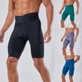 thumbnail image 1 of Men's Athletic Compression Shorts 9" Inseam Muscle Fit Workout Short Pants with Pockets Crossover Waistband Performance Activewear for Fitness Training Bodybuilding, 1 of 8