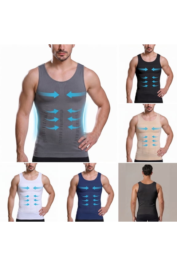 Men's Athletic Compression Sleeveless Vest, Cut Off Muscle Fit Tank Top Shaping Workout Shirt for Bodybuilding and Daily Use Gray M