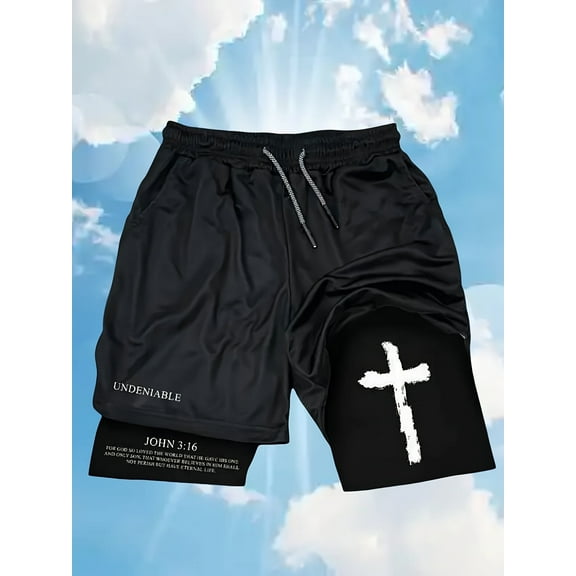 Men's Athletic Cross Shorts Mesh Workout Gym Activewear Basketball Shorts With Pockets 2-in-1 Shorts