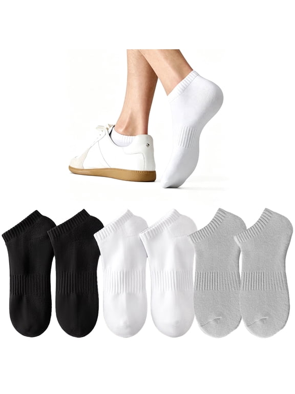 Ankle Socks Athletic Low Cut , 6 Pairs No Show Socks for Women Men, Size 10-13