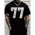 thumbnail image 1 of Men's Athletic Distressed Graphic Number 77 Streetwear T-Shirt, 1 of 6