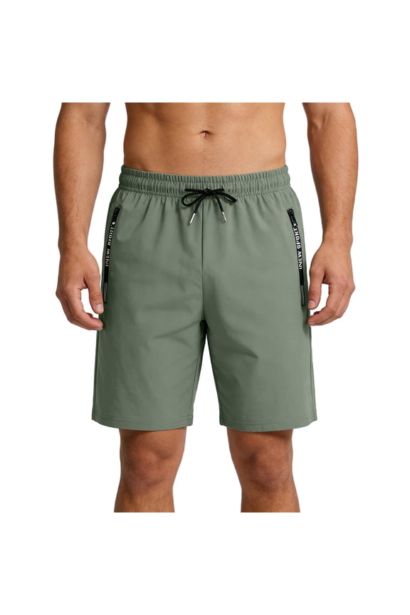 Men's Athletic Gym Shorts Quick Dry Workout Casual Running Shorts with Pockets Army Green L