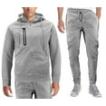 thumbnail image 1 of Men's Athletic Gym Sport Casual Running Jogging Sweat Hooded Tracksuit Set (Grey, S), 1 of 2