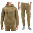 thumbnail image 1 of Men's Athletic Gym Sport Casual Running Jogging Sweat Hooded Tracksuit Set (Khaki, S), 1 of 2