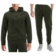 thumbnail image 1 of Men's Athletic Gym Sport Casual Running Jogging Sweat Hooded Tracksuit Set (Olive, XL), 1 of 2