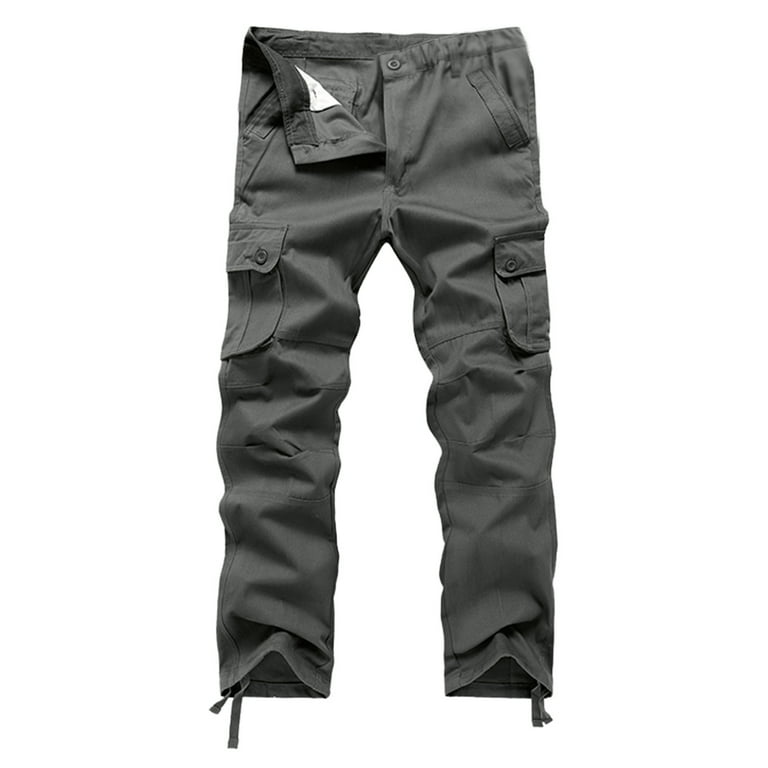 Men s Athletic Hiking Cargo Joggers Pants Low Rised Solid Color Cargo Long Pants Athletic Workout Regular Fit Running Pants with Pockets XL Walmart