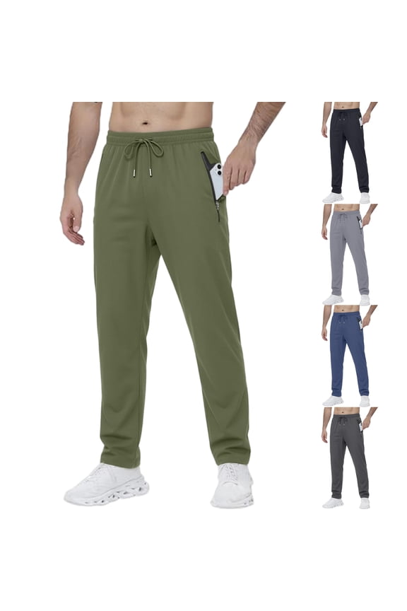Men's Athletic Hiking Pants Lightweight Quick Dry Travel Fishing Joggers Running Workout Active Track Pants Dark Green L