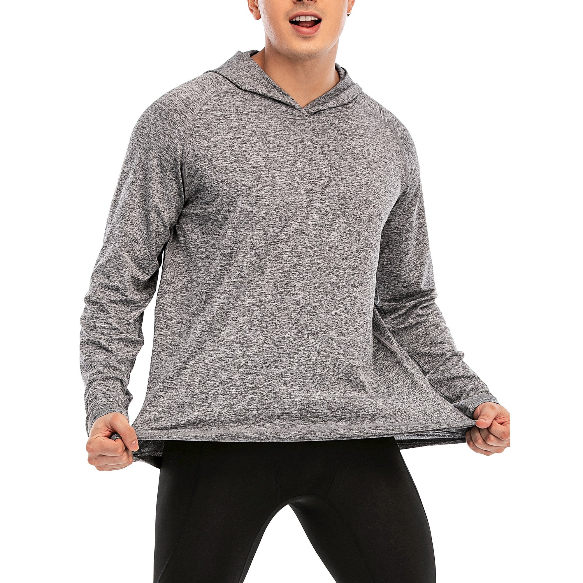 Men's Athletic Hooded Shirts Long Sleeve Workout Sport Hoodie Casual ...