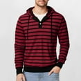 thumbnail image 1 of Men's Athletic Hoodies Classic Striped Printed Casual Sportswear & Fitness Hooded Sweatshirts with Button Drawstring Pockets Loose Long Sleeve Shirt Pullover Top, 1 of 6