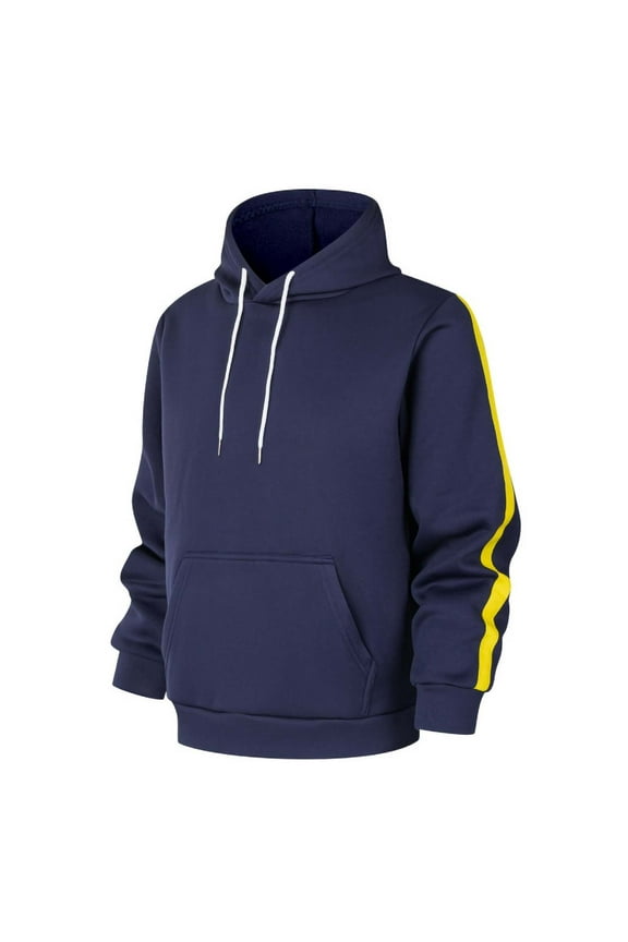 Men's Athletic Hoodies Pullover Side Striped Drawstring Comfy Causal Sweatshirts with Pocket Stylish Long Sleeve Color Block Streetwear Pullover