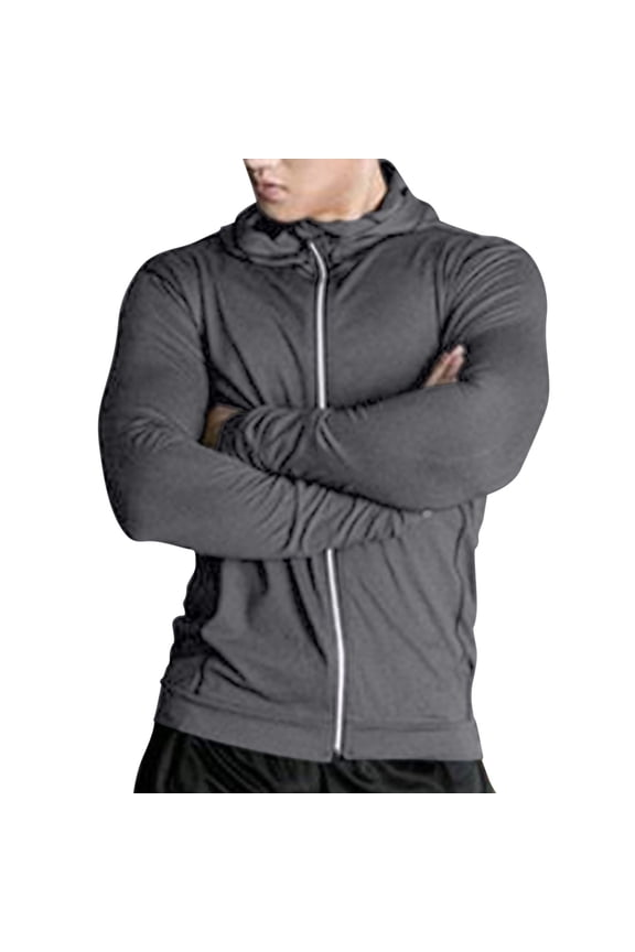 Men's Athletic Jacket Lightweight Athletic Running Jackets Workout Long Sleeve Sweatshirts Full-Zip Brushed Comfy Zip Up Hoodie Fishing Hiking Performance Shirt
