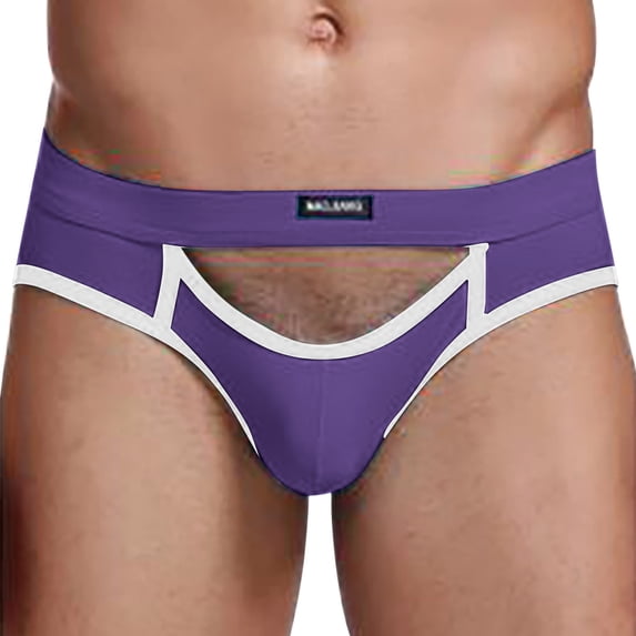 Men's Athletic Jock Strap Supportive Underwear Male Pouch Briefs Breathable Waistband, M, Purple