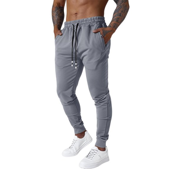 Men’s Athletic Jogger Pants Drawstring Waist Tapered Fit Stretch Fabric Casual Gym Workout Trousers with Pockets