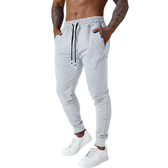 Men’s Athletic Jogger Pants Drawstring Waist Tapered Fit Stretch Fabric Casual Gym Workout Trousers with Pockets