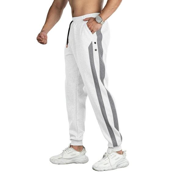 Men’s Athletic Jogger Pants with Contrast Side Stripe and Adjustable Waistband for Training Running Casual Wear
