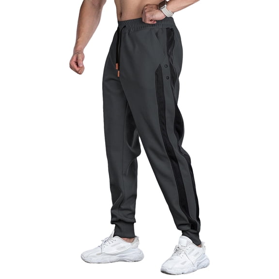 Men’s Athletic Jogger Pants with Contrast Side Stripe and Adjustable Waistband for Training Running Casual Wear