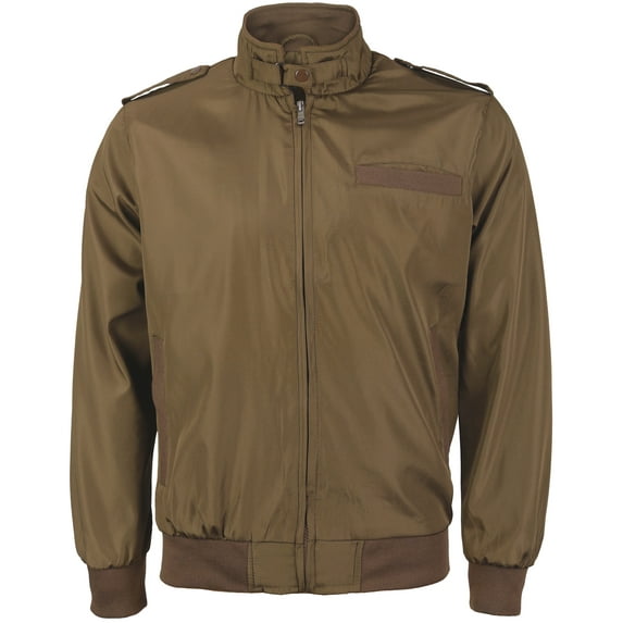 Men's Athletic Lightweight Water Resistant Slim Fit Racer Jacket (Camel, M)