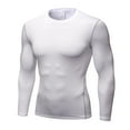 thumbnail image 1 of Men's Athletic Long Sleeve Compression Shirts Active Sports Baselayers White Size L, 1 of 5