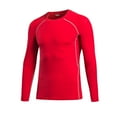 thumbnail image 1 of Men's Athletic Long Sleeve Compression Shirts Base-Layer Quick Dry Workout T Shirts Football Running Tops Red Size XL, 1 of 3