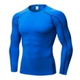 thumbnail image 1 of Men's Athletic Long Sleeve Compression Shirts Gym Undershirts Blue Size L, 1 of 3