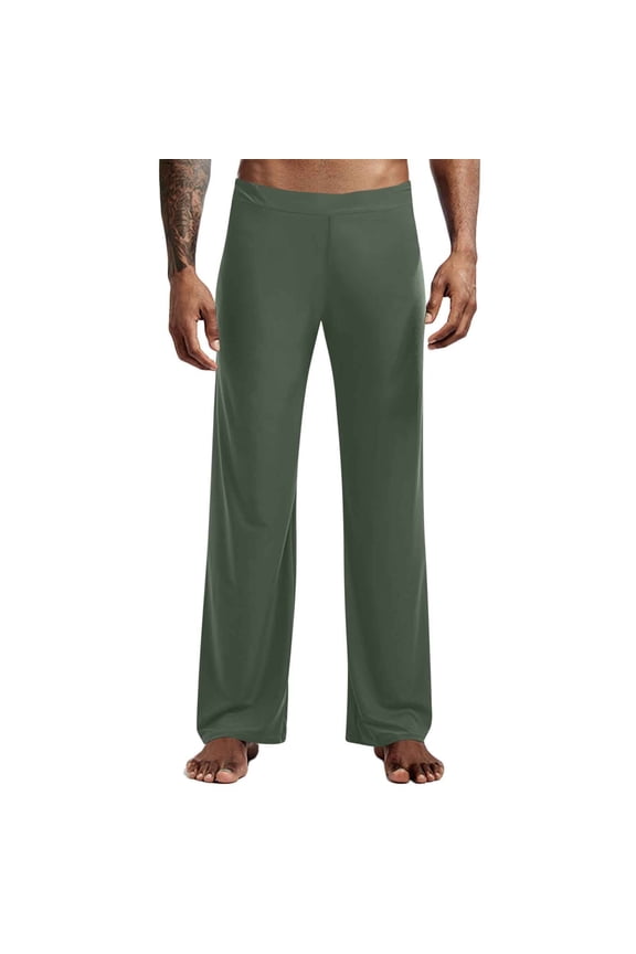 Men's Athletic Lounge Yoga Pants Thin Straight Leg Loose Fit PJ Bottoms Stretch Casual Sleep Pajamas Clothing