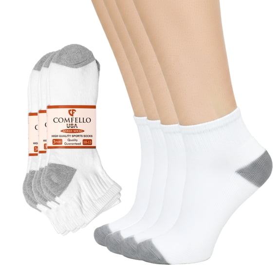 Men's Athletic Low Cut Ankle Socks, Dry Fit & Breathable - Arch Support - Moisture-Wicking -Cushioned 3-Pack