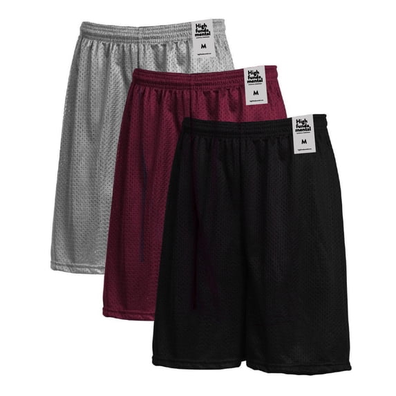 Men's Athletic Mesh Shorts with Drawstring 2 Pockets Lightweight Gym Workout Wear Basketball Shorts 8" Inseam, Pack of 3