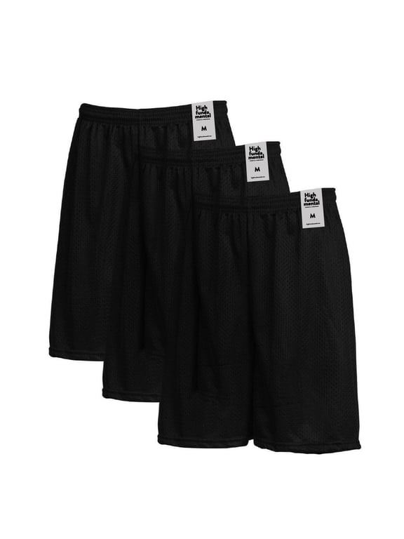 Men's Athletic Mesh Shorts with Drawstring 2 Pockets Lightweight Gym Workout Wear Basketball Shorts 8" Inseam, Pack of 3