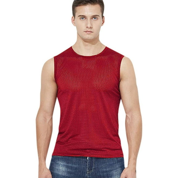 Men's Athletic Mesh Tank Top Breathable Lightweight Summer Workout Sleeveless Shirt Performance Tee Men's Henley Shirts Washed Sleeveless Tank Tops