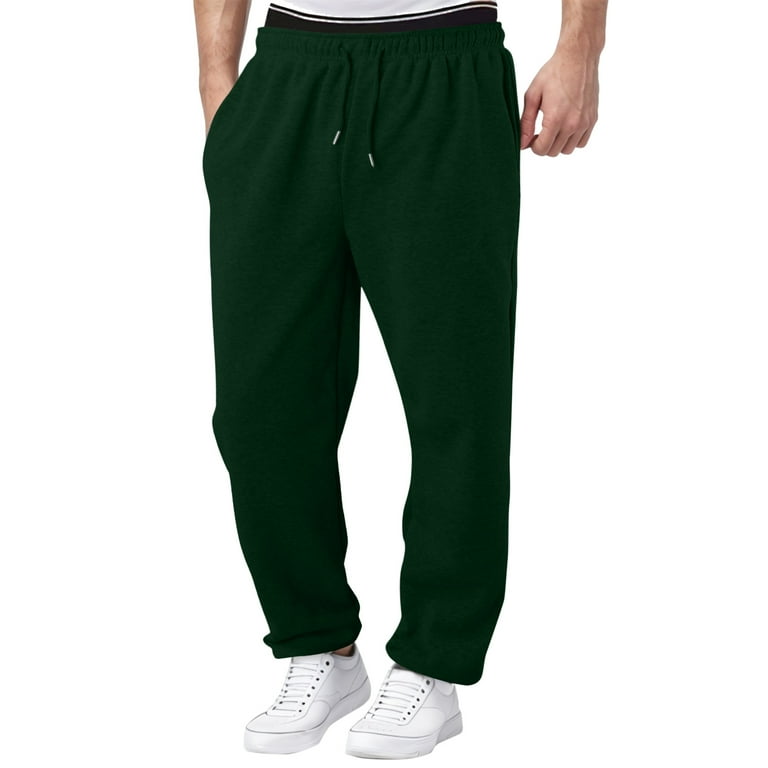 Men s Athletic Pants Mens Sweatpants Open Bottom Jerzees Sweatpants Casual Loose Drawstring Green M Walmart