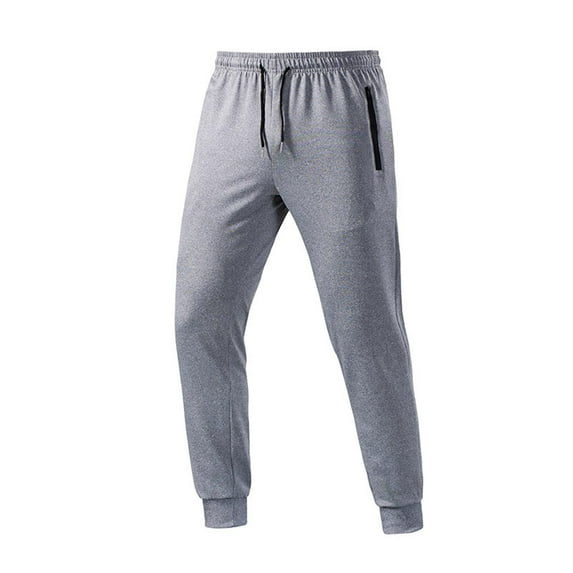 Men's Athletic Pants Stretch Solid Color Joggers Sports Trousers Workout Running Gym Sweatpants with Zipper Pockets Gray S
