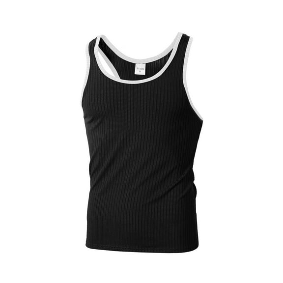 Men's Athletic PerFormance Ribbed Tank Top Moisture-Wicking Breathable Sleeveless Gym Shirt For Workouts And Sports