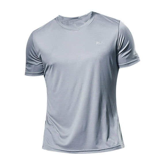 Men's Athletic Performance Ice Silk T-Shirt Loose Fit Workout Top Breathable Casual Comfortable Fashion Tee Mens T-Shirts Solid Color Sleeve Casual Crew Neck Basic Tees