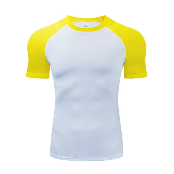 Men's Performance Workout T-Shirt Tight Fit Gym Running Athletic Wicking Lightweight Short Sleeve Active Top Mens T-Shirts Solid Color Sleeve Casual Crew Neck Basic Tees