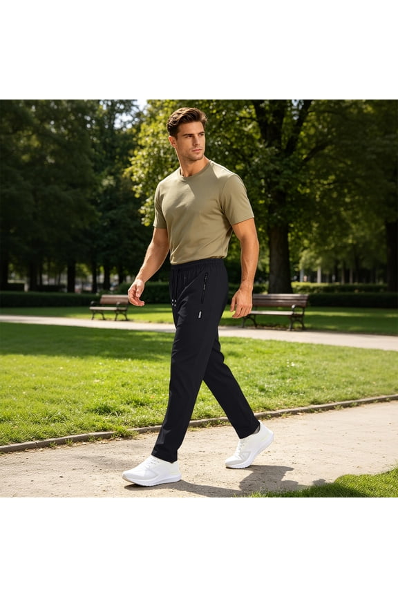 Men's Athletic Running Pants Lightweight Workout Joggers Quick Dry Gym Sweatpants Active Sports Track Training