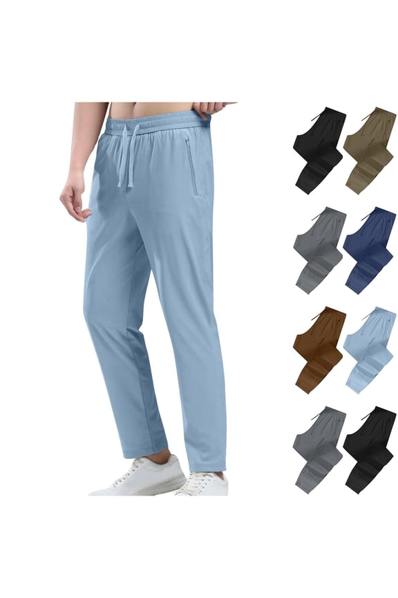 Men's Athletic Running Pants with Secure Zipper Pockets and Drawstring Waist Featuring Lightweight Quick Dry Fabric Black XXXL
