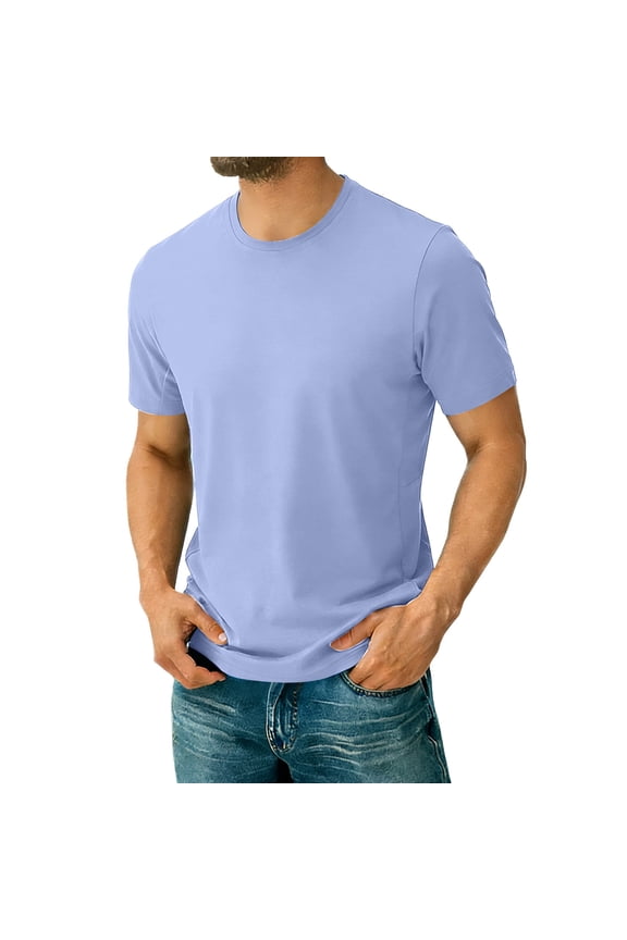Men's Athletic Running Shirts Short Sleeve Training T-Shirts Quick Dry Lightweight Active Tee Gym Workout Sports Performance Blue