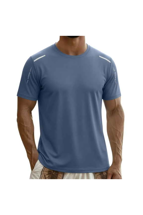 Men's Athletic Running Shirts Short Sleeve Workout T-Shirts Ice Silk Quick Dry Active Tee Gym Sports Performance
