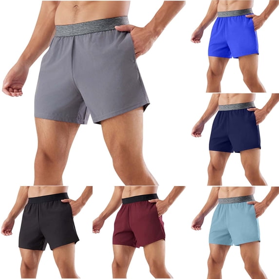 Men's Athletic Running Shorts 5" Inseam Performance Quick Dry Short Pants Above Knee for Workout Training Basketball Yoga, Activewear with Pockets