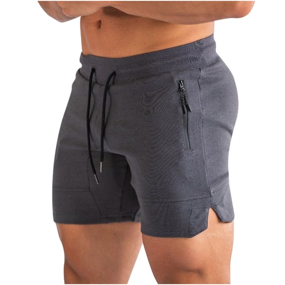 Men's Athletic Running Shorts with Zipper Pockets Drawstring Quick Dry Fitness Workout Gym Training Shorts for Men