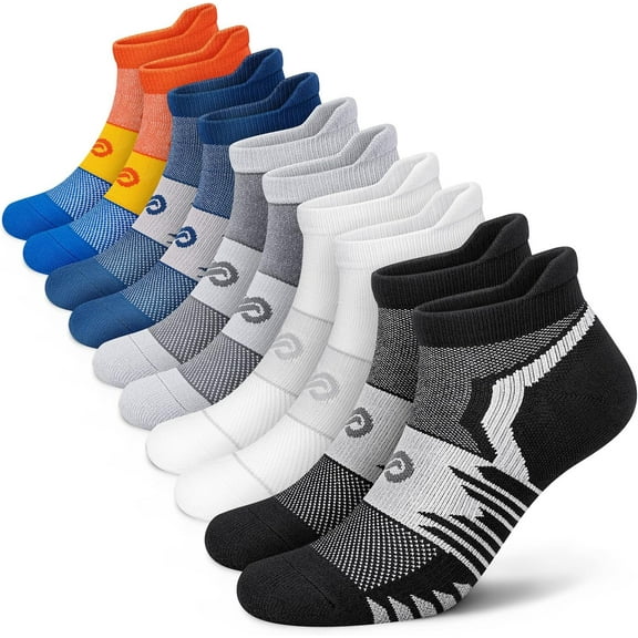 Men's Athletic Running Socks(5 Pairs), Cushioned Ankle Low Cut Socks with Arch Support