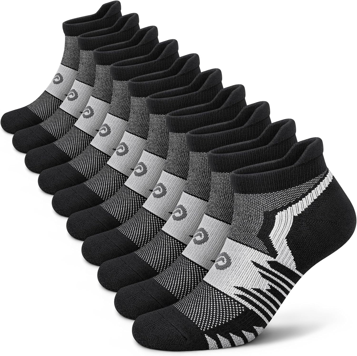 Men's Athletic Running Socks(5 Pairs), Cushioned Ankle Low Cut Socks with Arch Support