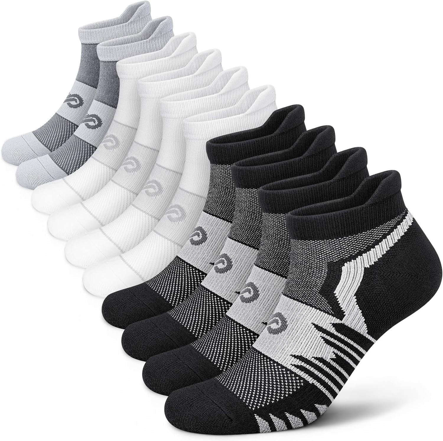 Men's Athletic Running Socks(5 Pairs), Cushioned Ankle Low Cut Socks with Arch Support