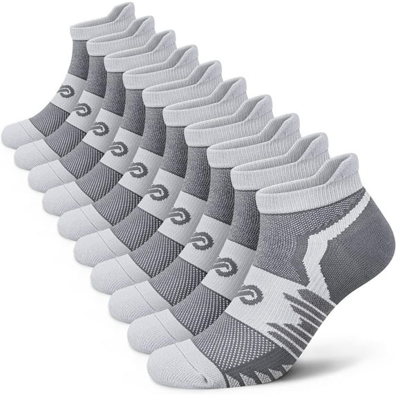 Men's Athletic Running Socks(5 Pairs), Cushioned Ankle Low Cut Socks with Arch Support