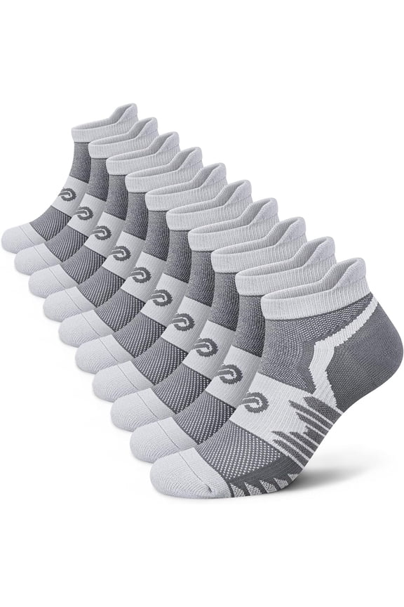 Men's Athletic Running Socks(5 Pairs), Cushioned Ankle Low Cut Socks with Arch Support