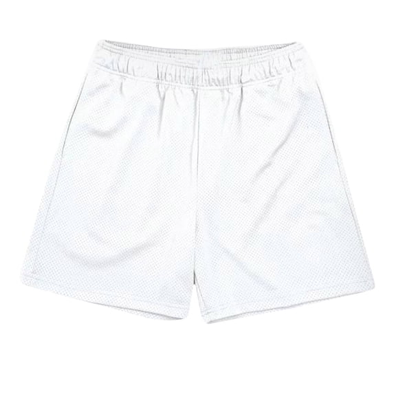 ZQUUVOU Men's Athletic Shorts 5 Inch Solid Color Fitness Training Breathable Holiday Mesh Beach Shorts Pockets Cropped Pants White