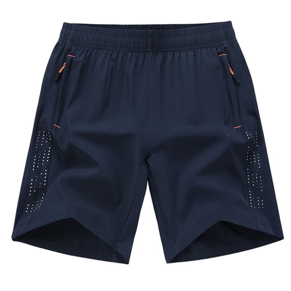 Men's Athletic Shorts 7" Inseam Breathable Mesh Running Quick Dry Performance Fitness Short Pants Above Knee Zipper Pockets Summer Track Wear
